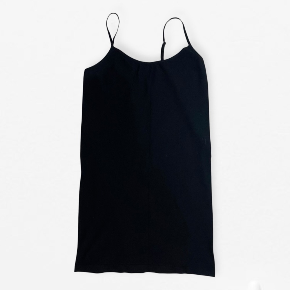 Long Length Stretch Black Spaghetti Strap tight undershirt Top M